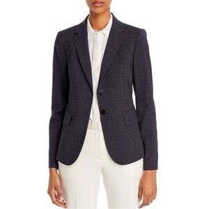 Theory Carissa Navy Plaid Classic Blazer Sz 00 NWT